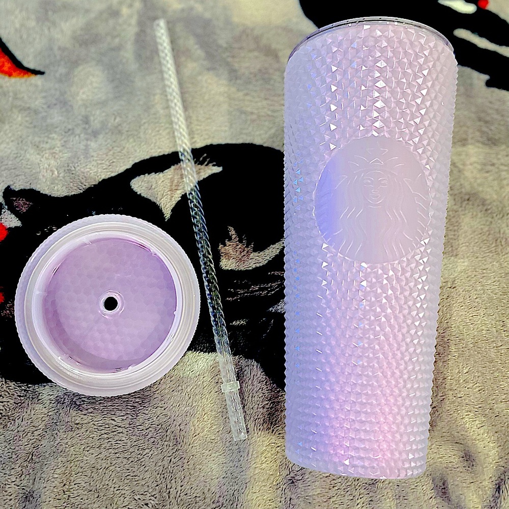 2021 Starbucks Icy Lilac White Studded 24oz Tumbler Christmas Holiday